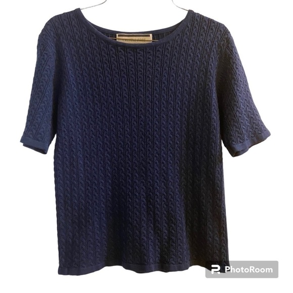 Vintage Crystal-Kobe Womens Size Small Blue Ribbed Sweater - Picture 1 of 6